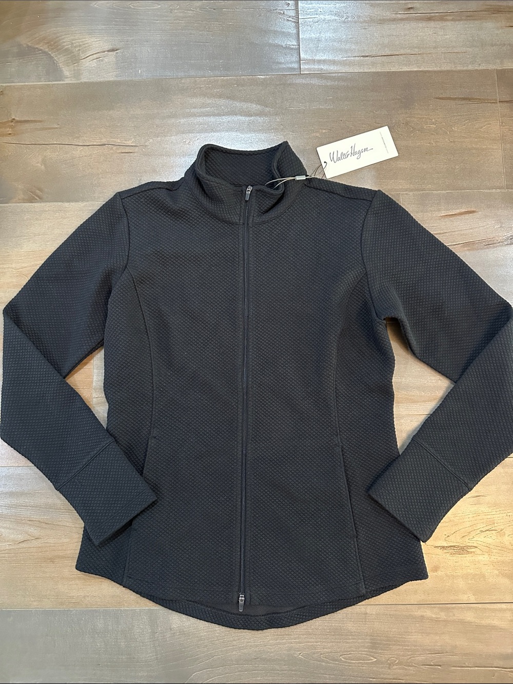 Walter Hagen Black Textured Full-Zip Utility Jacket
